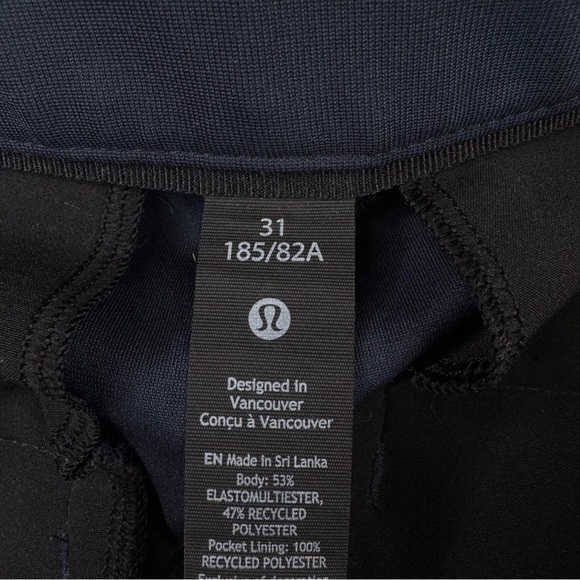 Lululemon Warpstreme Slim Fit Pants Size 31x26 Black Stretch Golf Performance - Picture 4 of 15